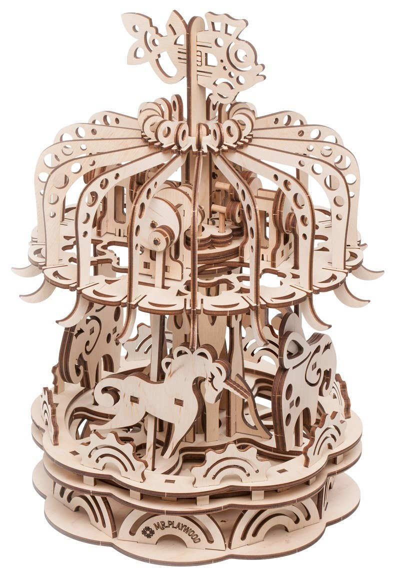 Mechanical Wooden Model - Carousel 137 Pcs - Luminous Bear Shop