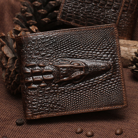 Fashion Casual Men's Wallet Retro Oil Wax Skin Crocodile Pattern - Luminous Bear Shop