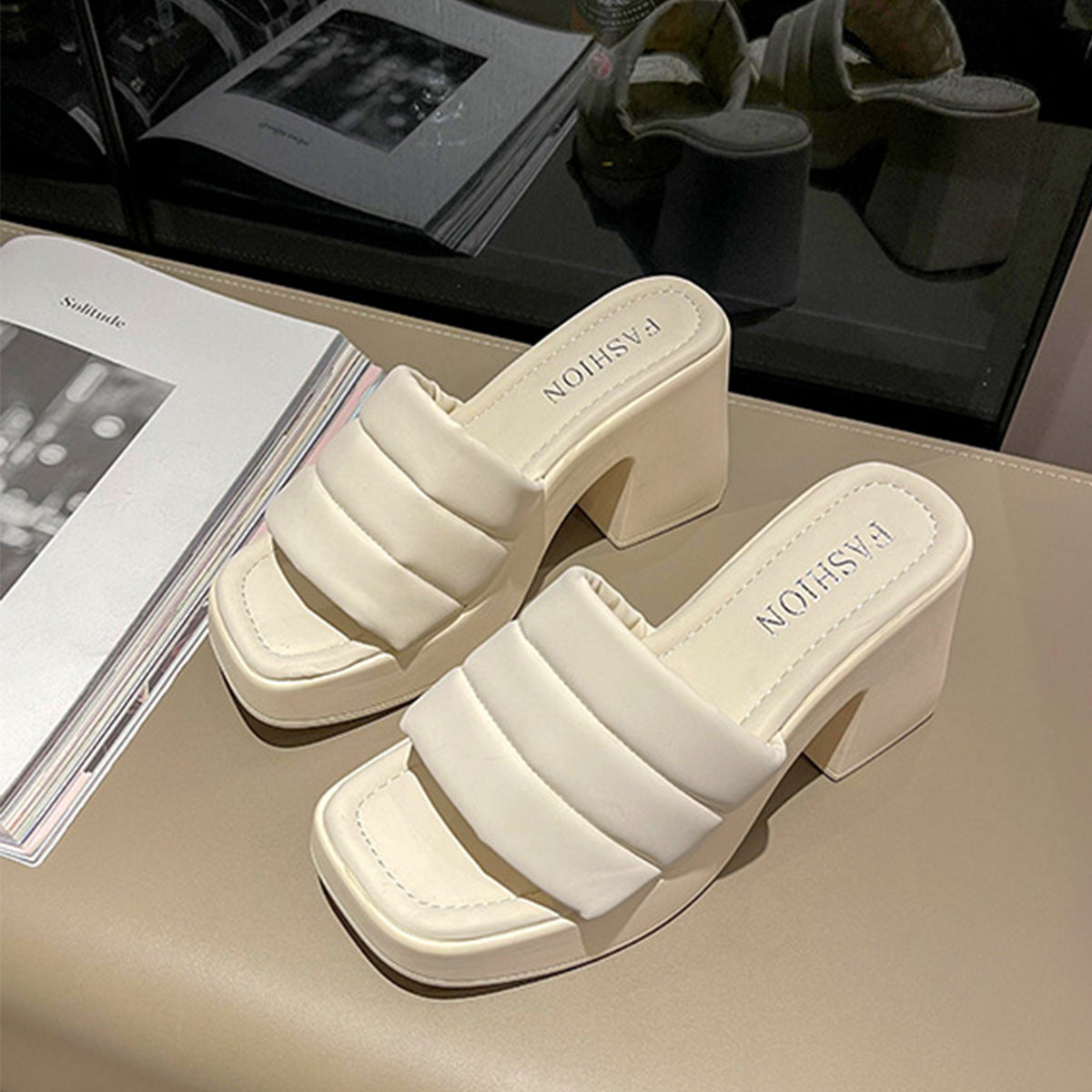 Open Toe Block Heel Sandals - Luminous Bear Shop