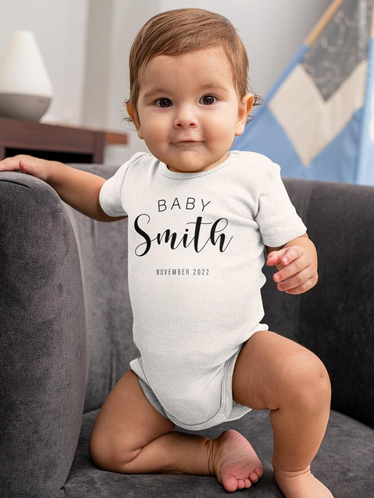 Baby Custom Last Name Bodysuit -Custom Designs - Luminous Bear Shop