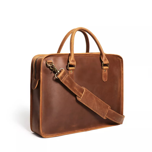 The Hemming Leather Laptop Bag | Vintage Leather Briefcase - Luminous Bear Shop