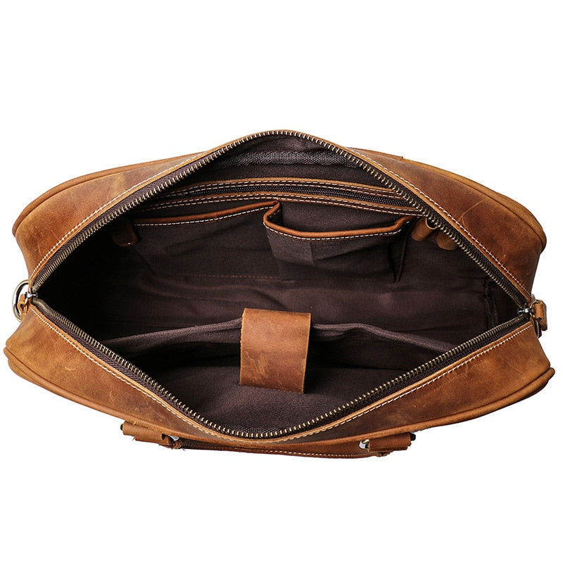 The Bjorn Leather Laptop Bag | Vintage Leather Briefcase - Luminous Bear Shop