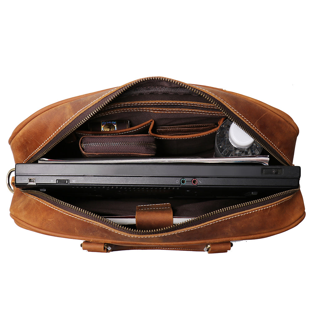 The Bjorn Leather Laptop Bag | Vintage Leather Briefcase - Luminous Bear Shop