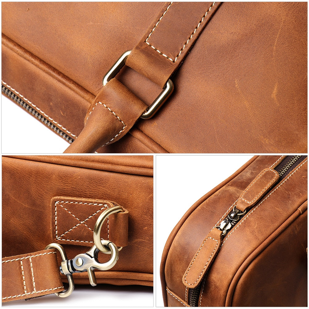 The Bjorn Leather Laptop Bag | Vintage Leather Briefcase - Luminous Bear Shop