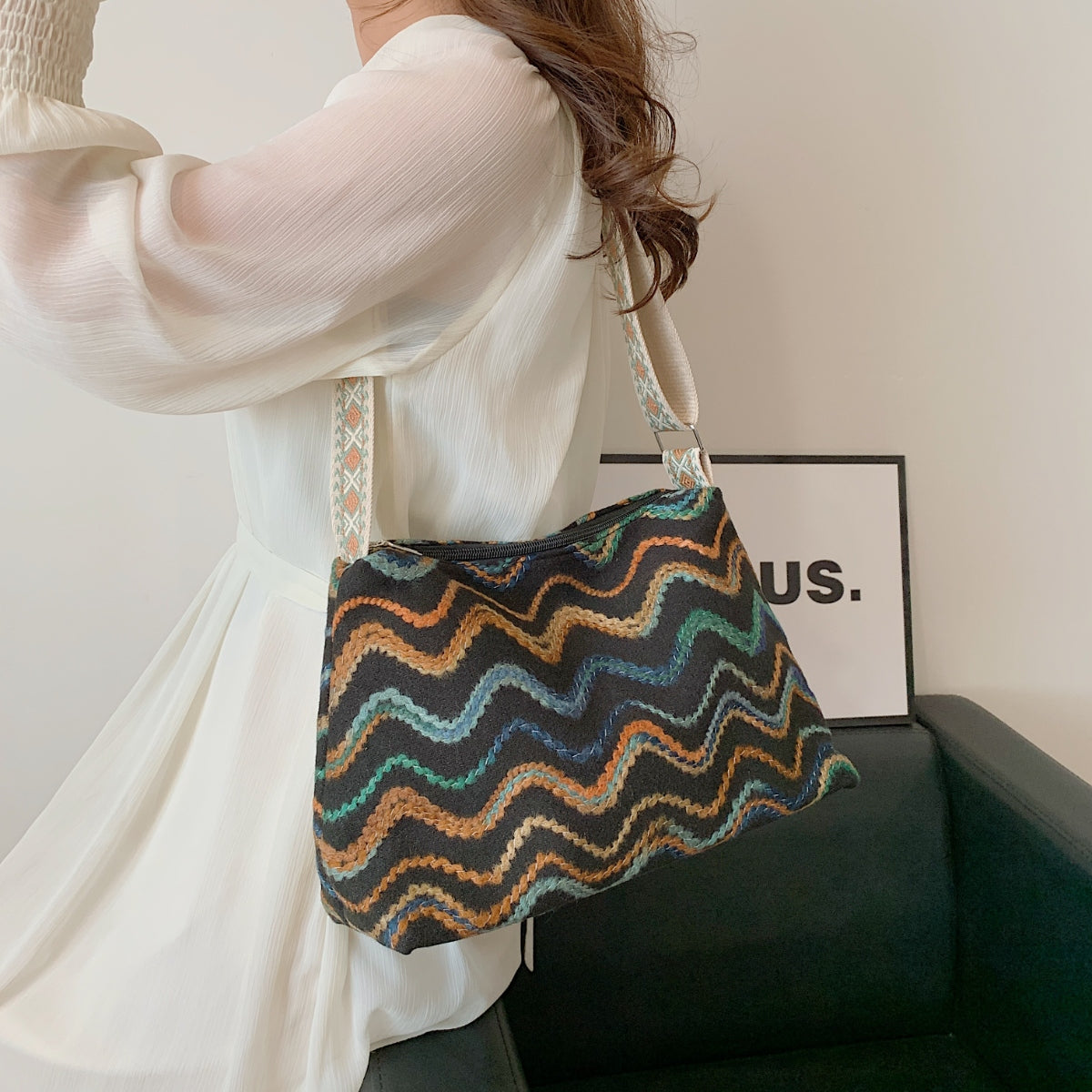 Adjustable Strap Medium Shoulder Bag - Luminous Bear Shop