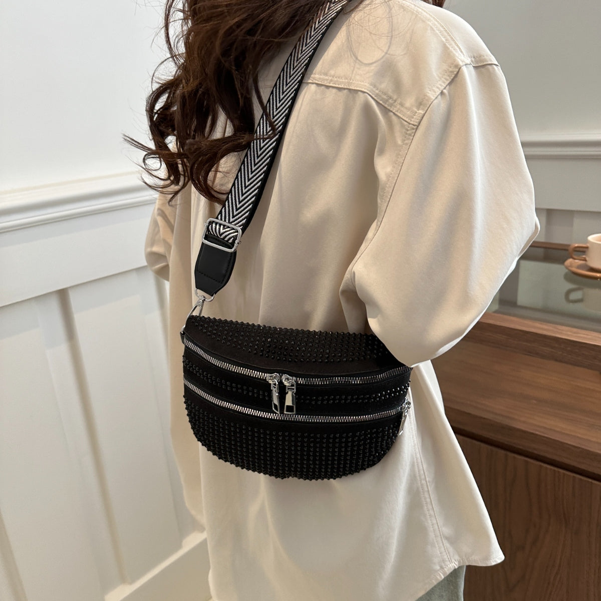 Studded Adjustable Strap Crossbody Bag - Luminous Bear Shop