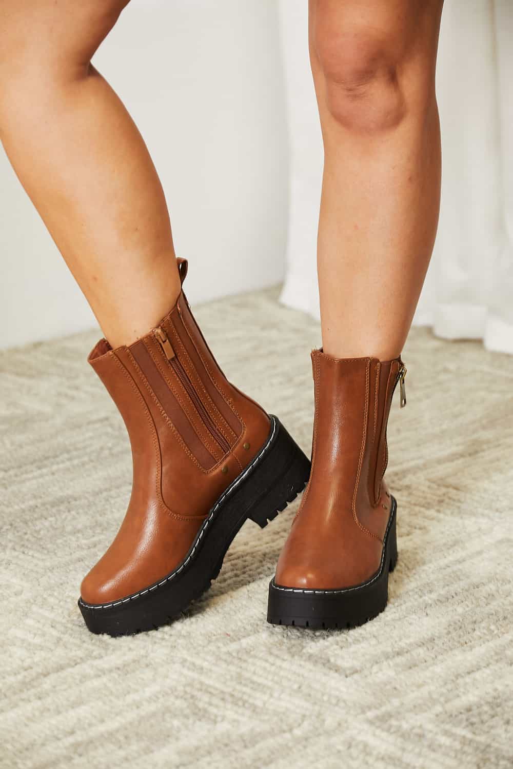Forever Link Side Zip Platform Boots - Luminous Bear Shop