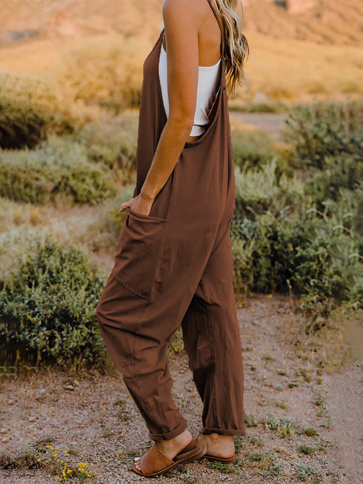 Full Size Sleeveless V-Neck Pocketed Jumpsuit - Luminous Bear Shop