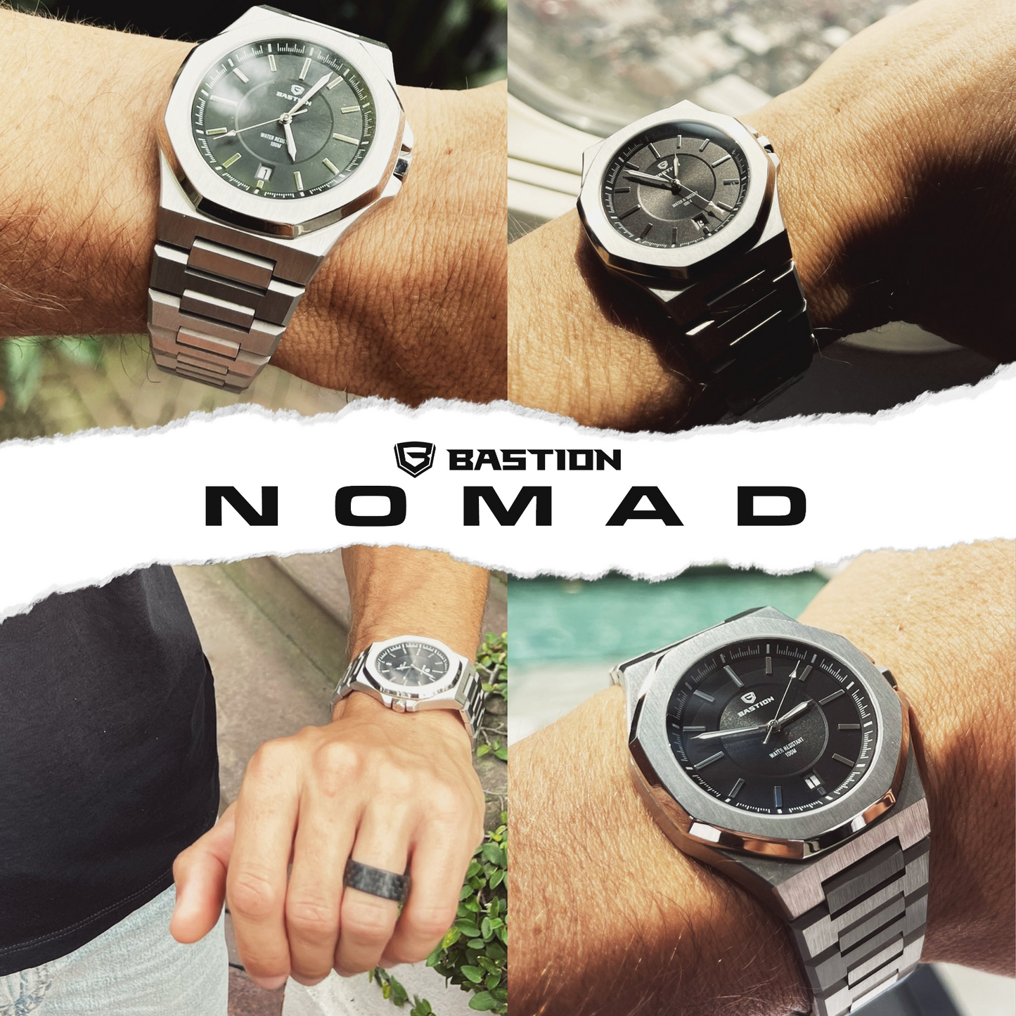 NOMAD - STAINLESS STEEL AUTOMATIC 42MM WATCH, WATERPROOF 10ATM (100m) - Luminous Bear Shop