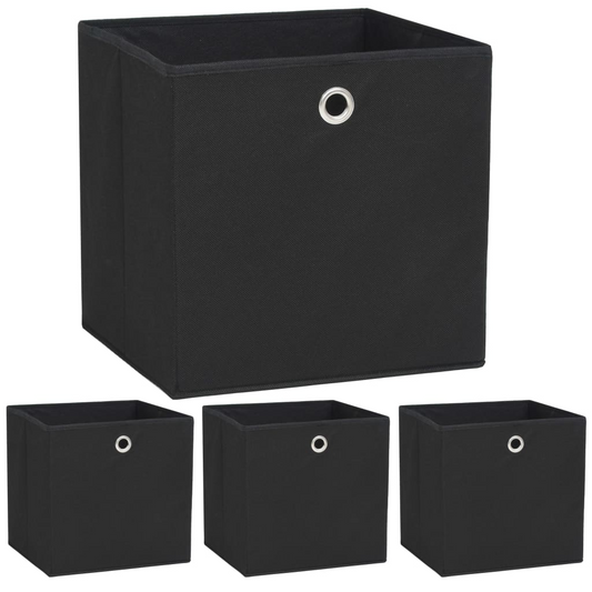 vidaXL Storage Boxes 4 pcs Non-woven Fabric 12.6"x12.6"x12.6" Black - Luminous Bear Shop