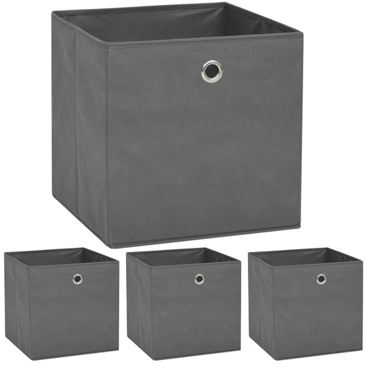 vidaXL Storage Boxes 4 pcs Non-woven Fabric 12.6"x12.6"x12.6" Gray - Luminous Bear Shop