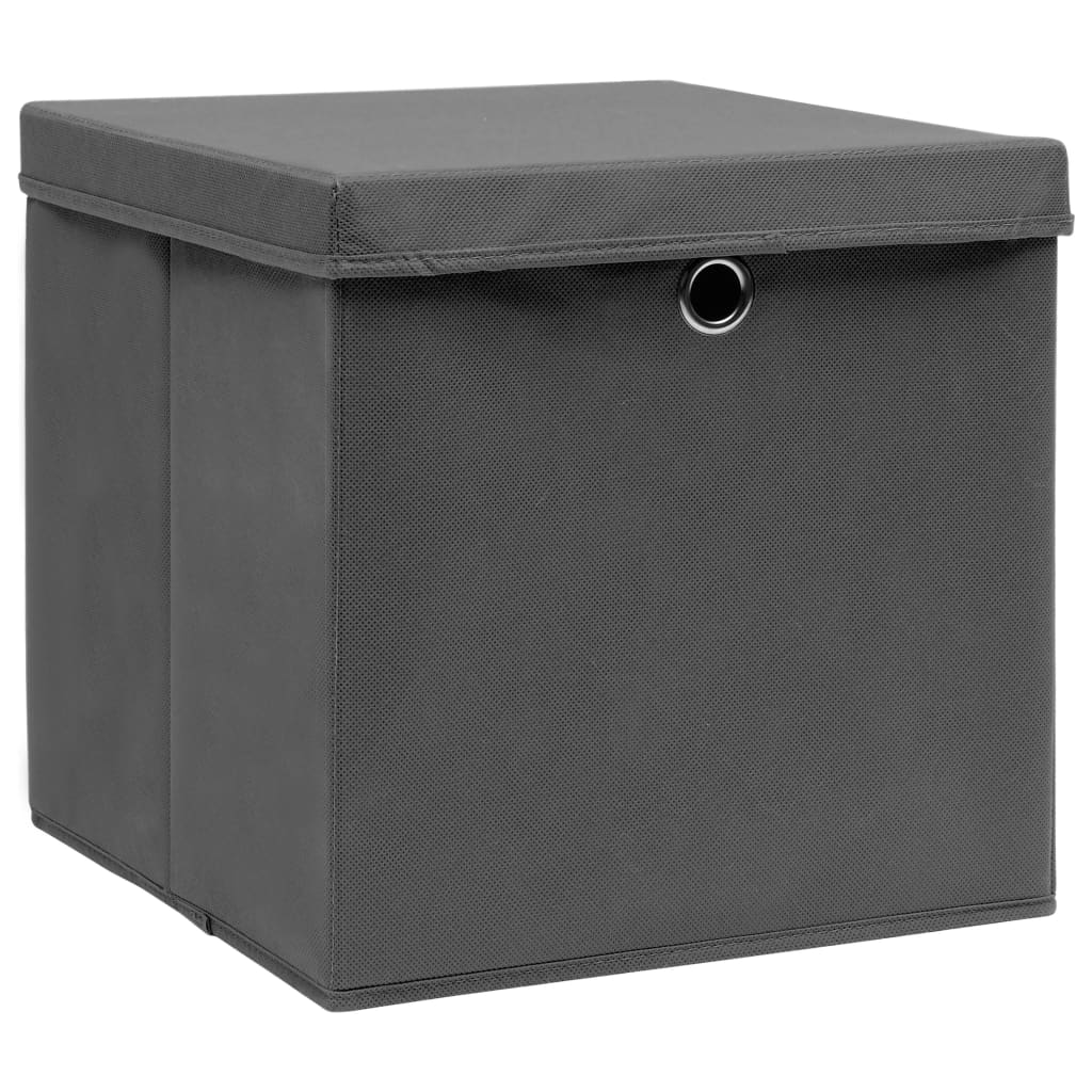 vidaXL Storage Boxes with Lids 4 pcs Gray 12.6"x12.6"x12.6" Fabric - Luminous Bear Shop