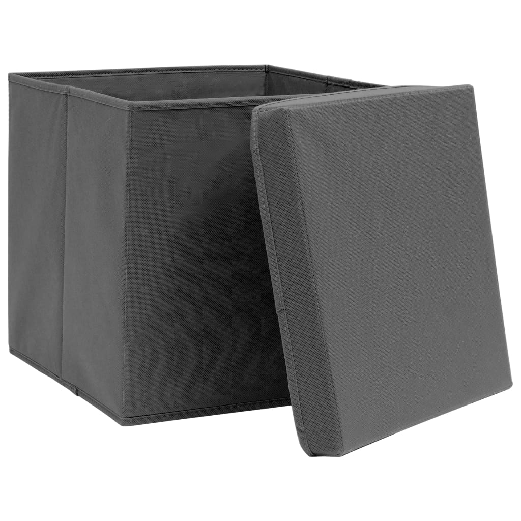 vidaXL Storage Boxes with Lids 4 pcs Gray 12.6"x12.6"x12.6" Fabric - Luminous Bear Shop