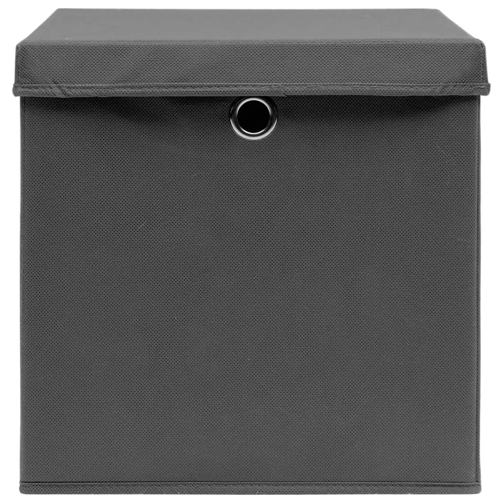 vidaXL Storage Boxes with Lids 4 pcs Gray 12.6"x12.6"x12.6" Fabric - Luminous Bear Shop