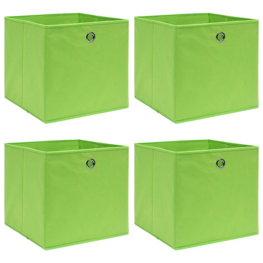 vidaXL Storage Boxes 4 pcs Green 12.6"x12.6"x12.6" Fabric - Luminous Bear Shop