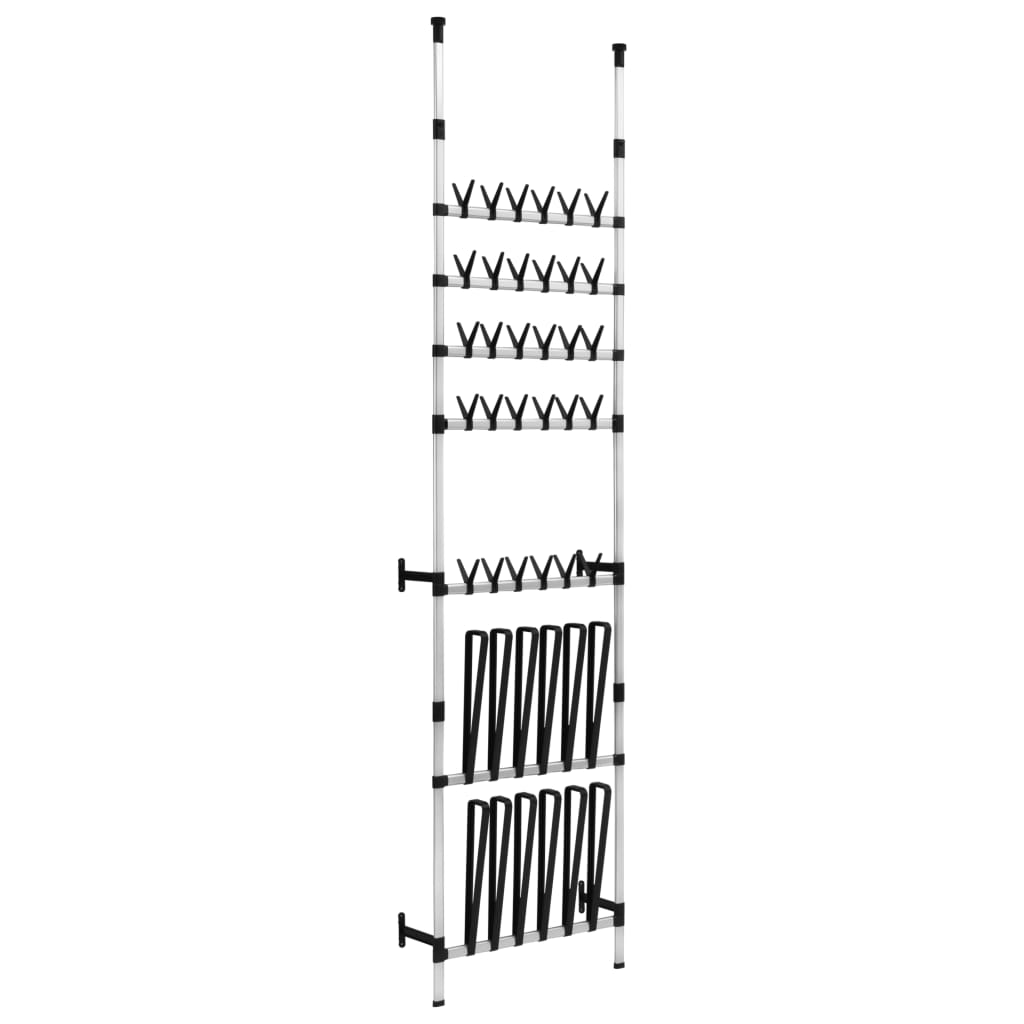 vidaXL Telescopic Shoe Rack with Rods Aluminum - Luminous Bear Shop