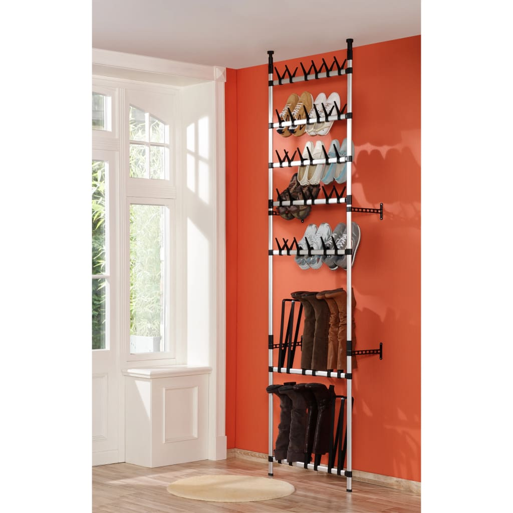 vidaXL Telescopic Shoe Rack with Rods Aluminum - Luminous Bear Shop