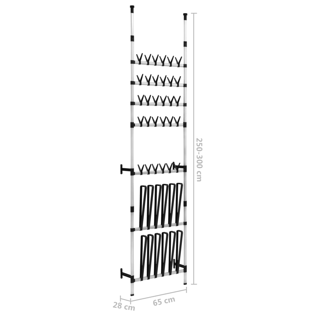 vidaXL Telescopic Shoe Rack with Rods Aluminum - Luminous Bear Shop