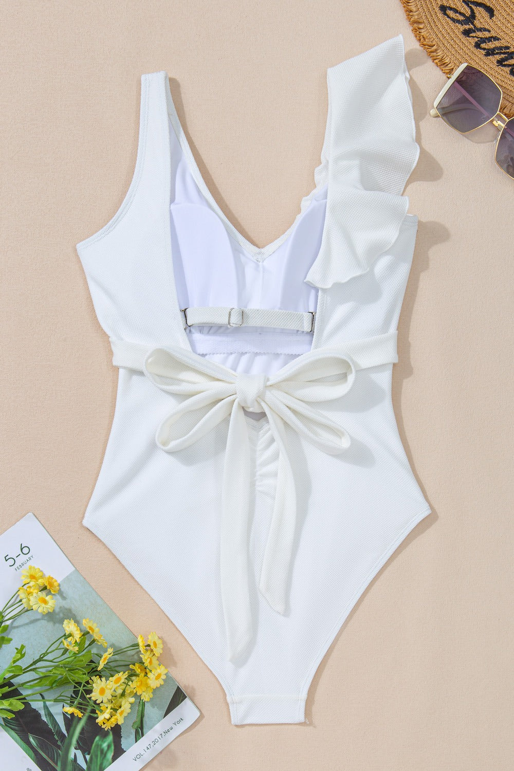 Elegant Ruffled V-Neck Swimsuit - Luminous Bear Shop