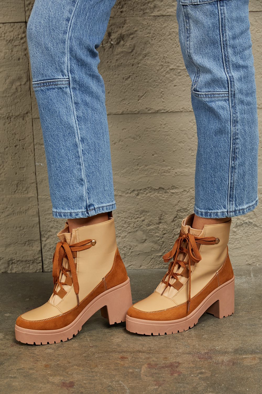 East Lion Corp Lace Up Lug Booties - Luminous Bear Shop