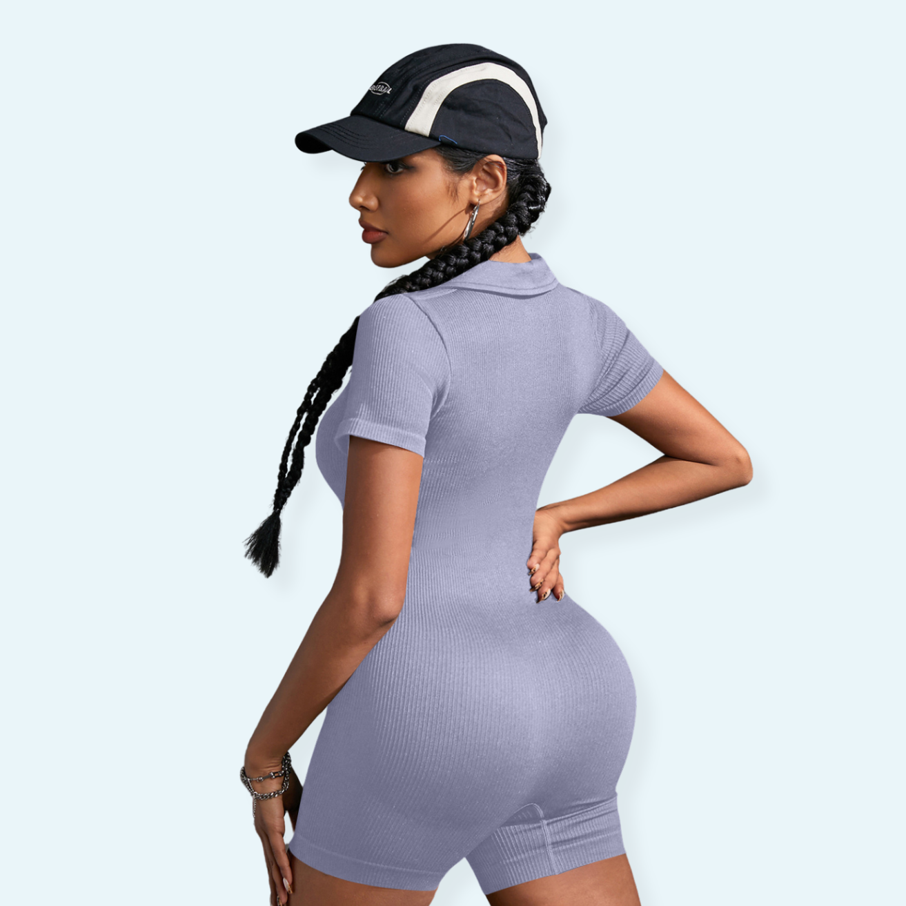 Collared Neck Short Sleeve Active Romper