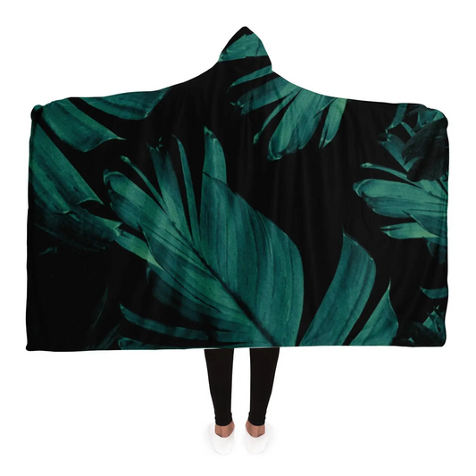 Tropical Banana Night Leaves Hooded Blanket - Luminous Bear Shop