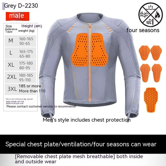 Color: Gray Male, Size: S - Tension Motorcycle Drop-resistant Protective Gear Summer Breathable Men And Women Cycling Clothing