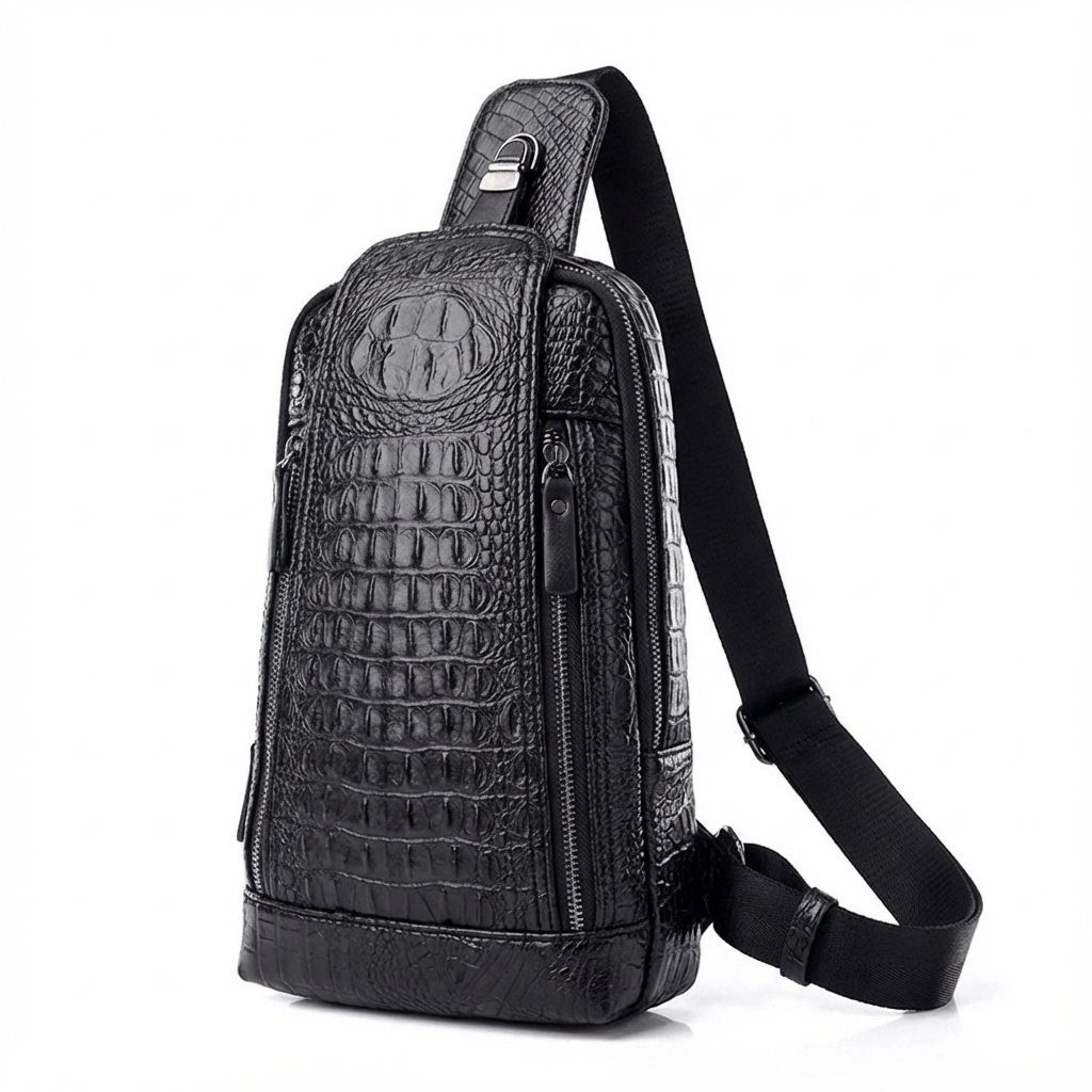 Croc Design Leather Sling Bag – Sophisticated & Practical