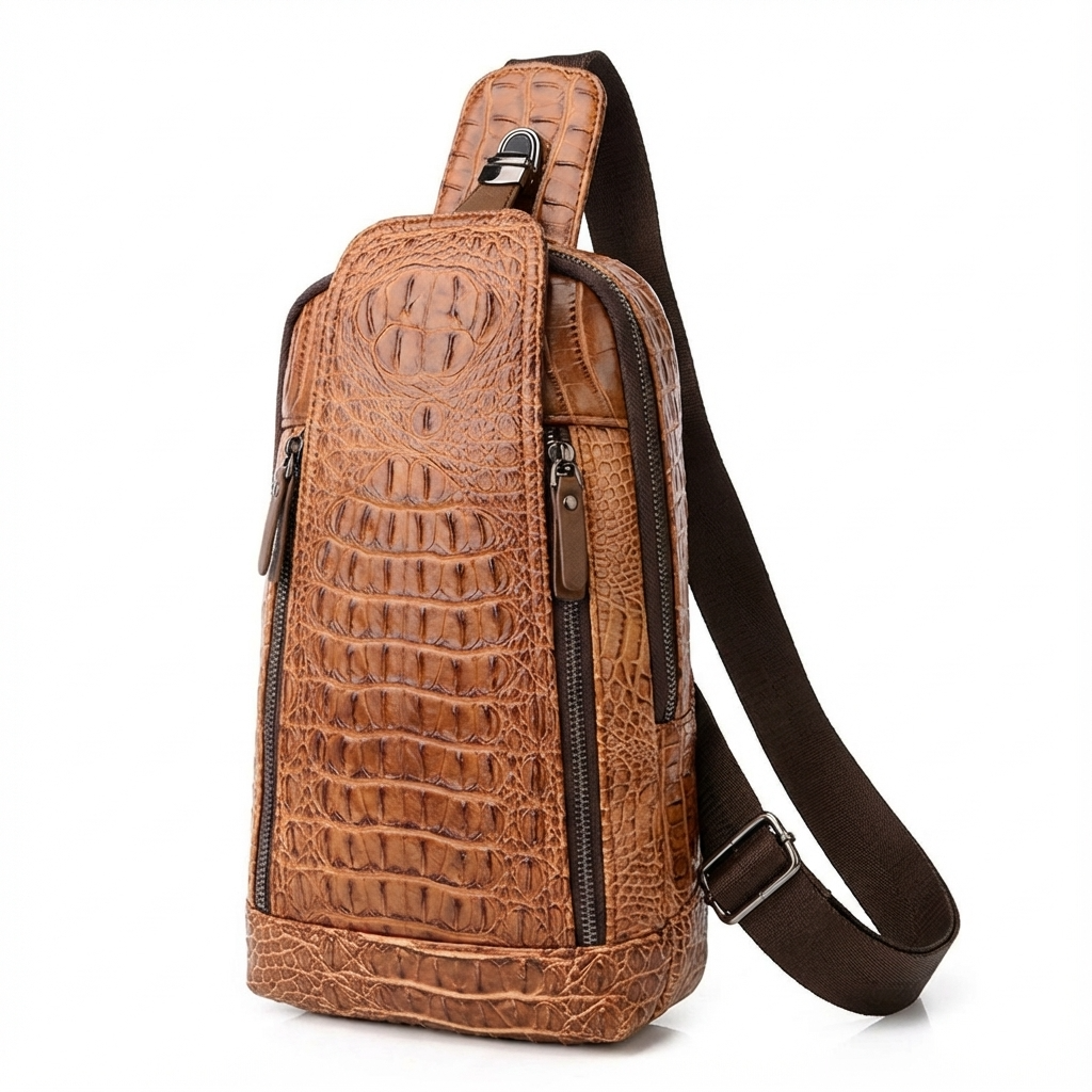 Croc Design Leather Sling Bag – Sophisticated & Practical