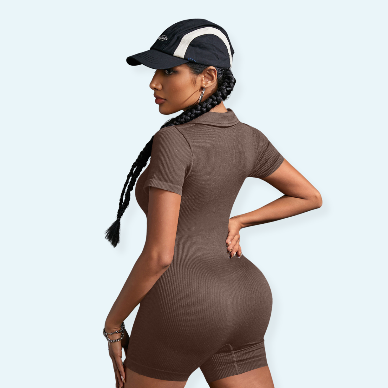 Collared Neck Short Sleeve Active Romper