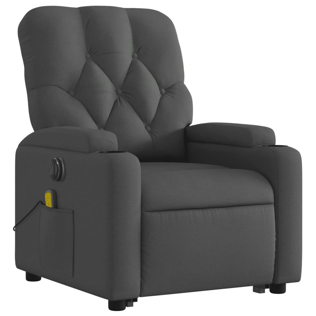 vidaXL Electric Stand up Massage Recliner Chair Dark Gray Fabric - Luminous Bear Shop