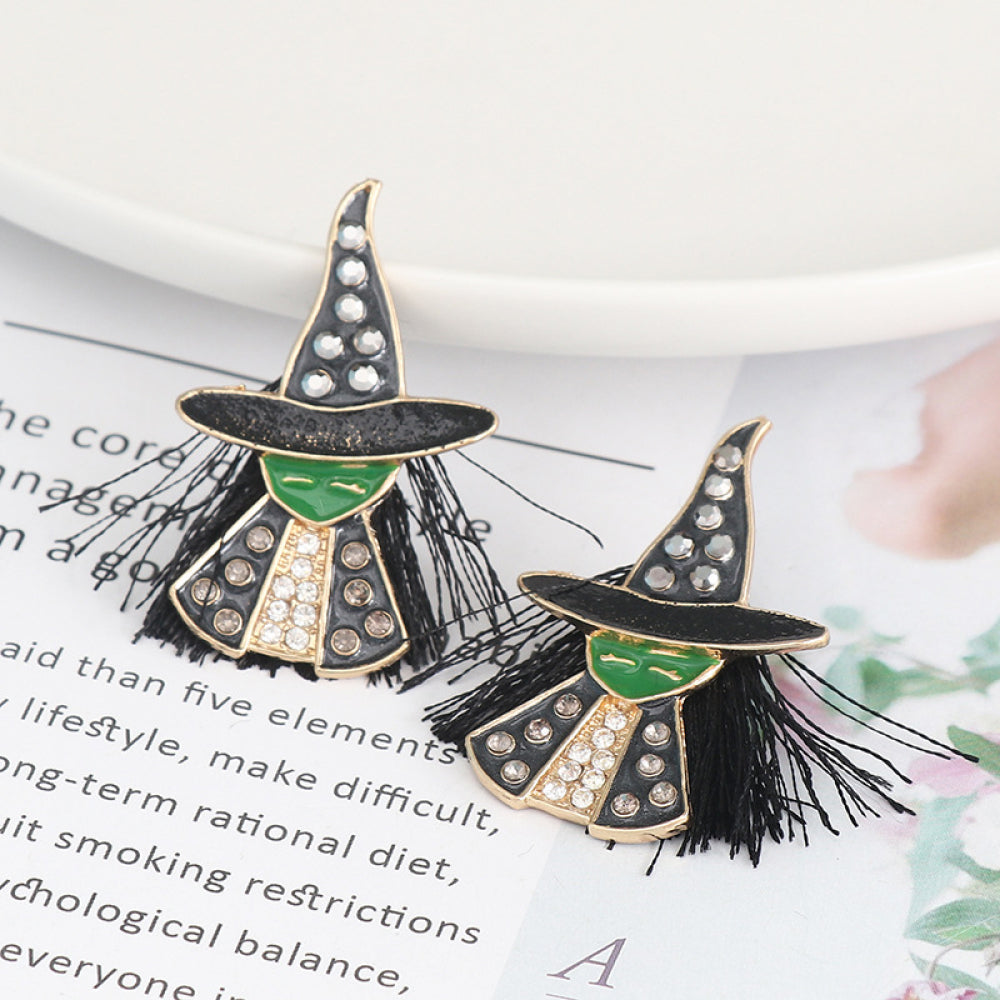 Witch Rhinestone Alloy Earrings - Luminous Bear Shop