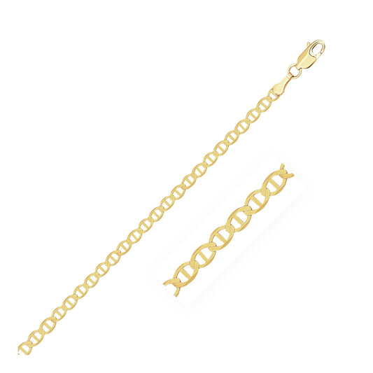 Size: 10'' - 2.3mm 10k Yellow Gold Mariner Link Anklet - Luminous Bear Shop