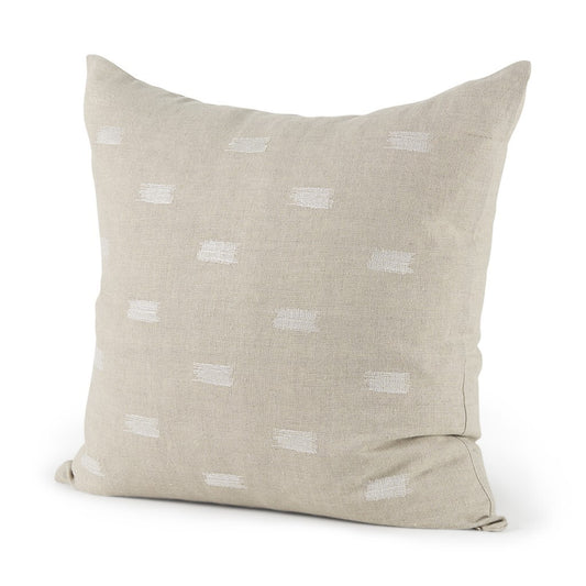 Canvas Beige And White Square Accent Pillow Cover - Luminous Bear Shop