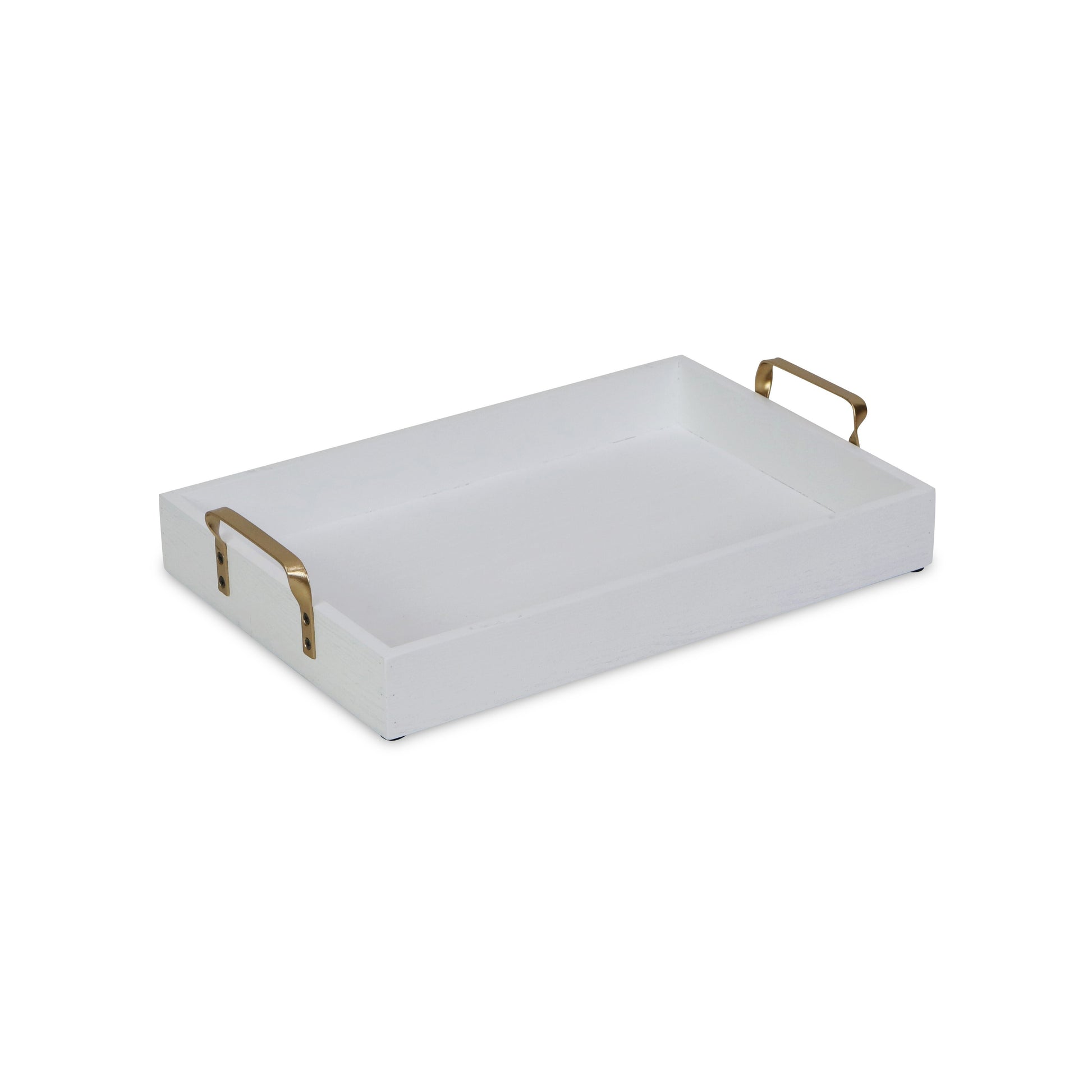 White Wooden Tray with Gold Handles - Luminous Bear Shop