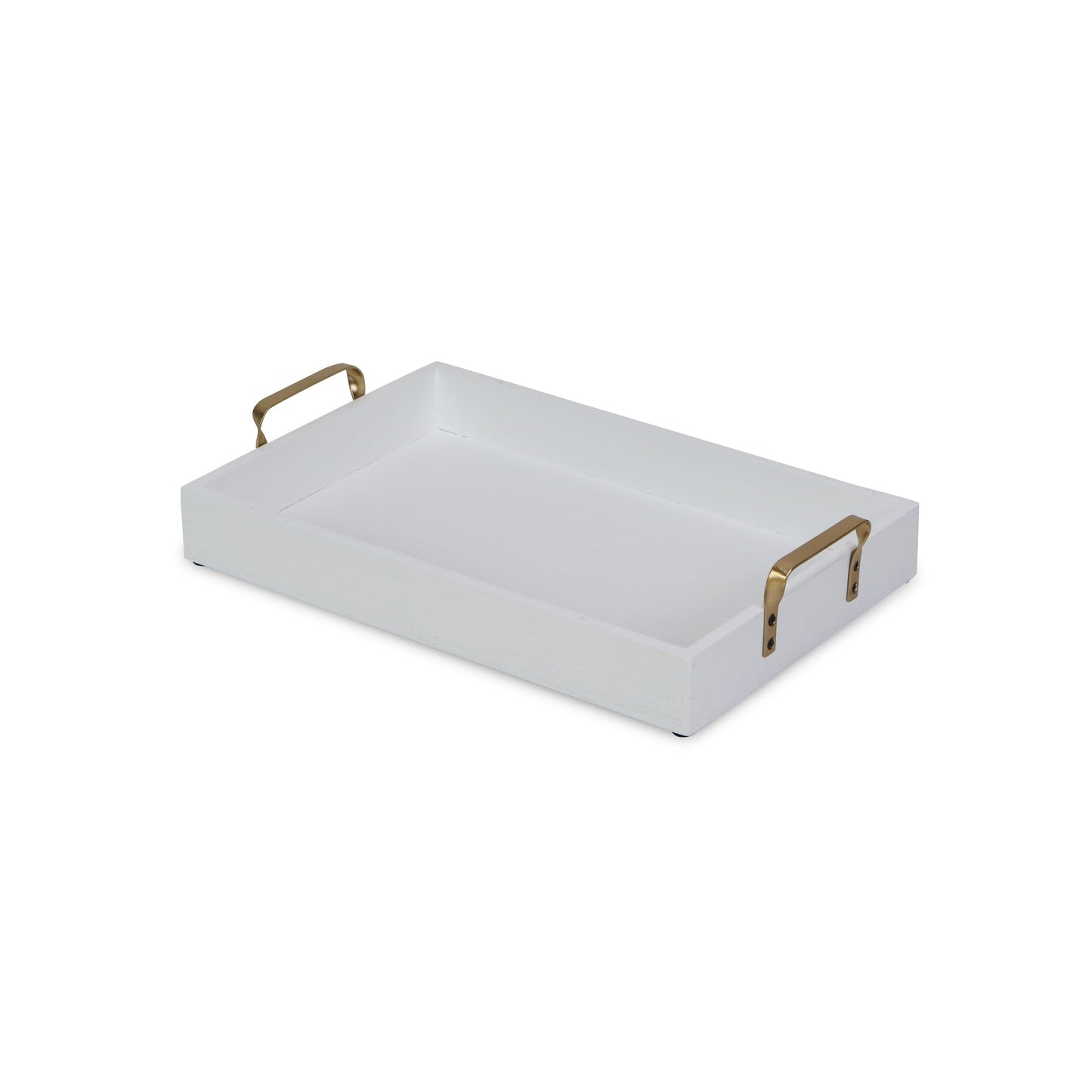 White Wooden Tray with Gold Handles - Luminous Bear Shop