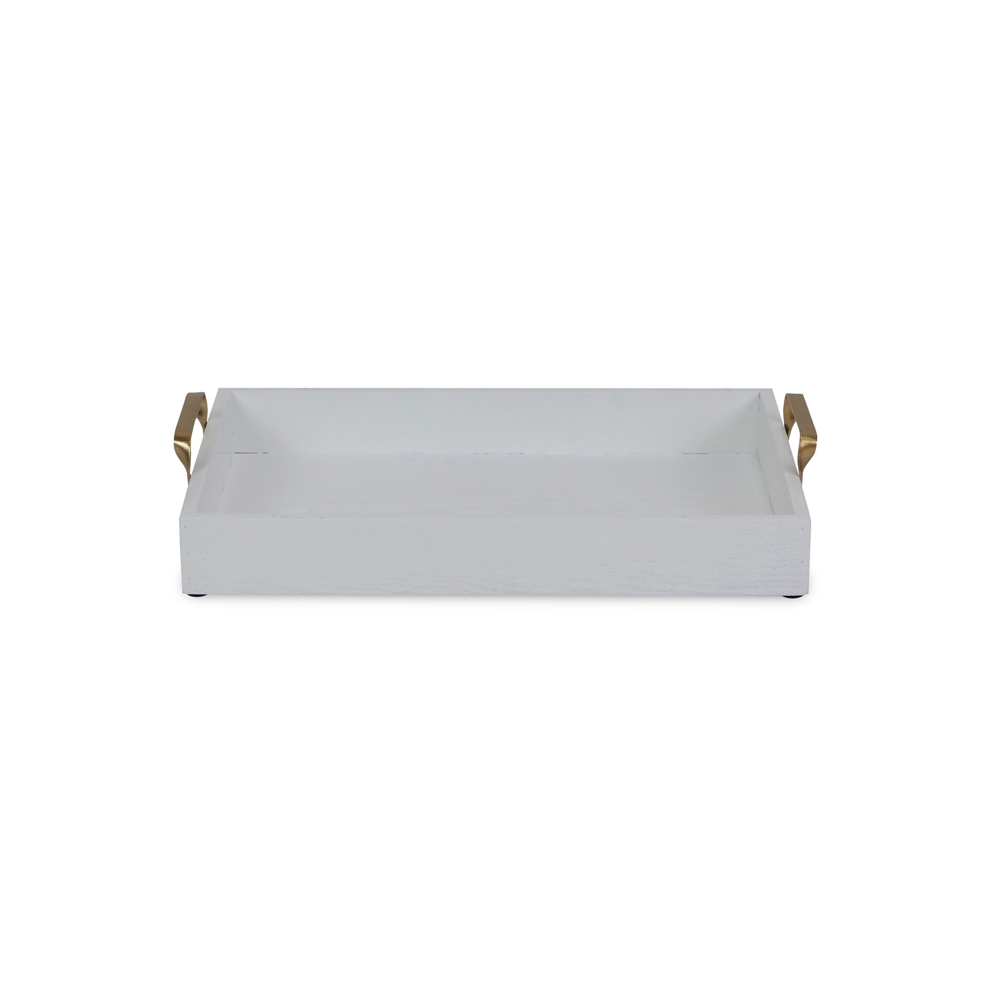 White Wooden Tray with Gold Handles - Luminous Bear Shop