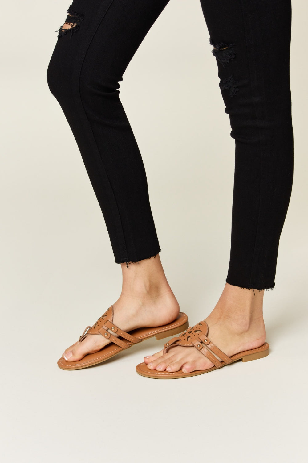 Forever Link Cutout PU Leather Open Toe Sandals - Luminous Bear Shop