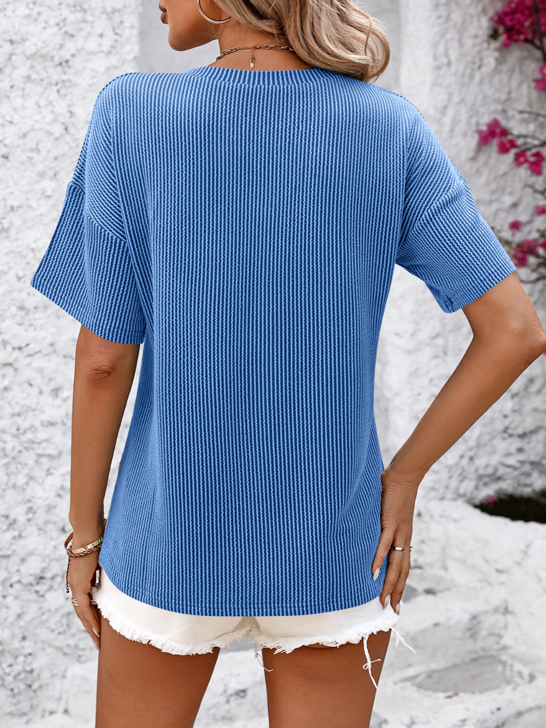 V-Neck Dropped Shoulder T-Shirt - Luminous Bear Shop