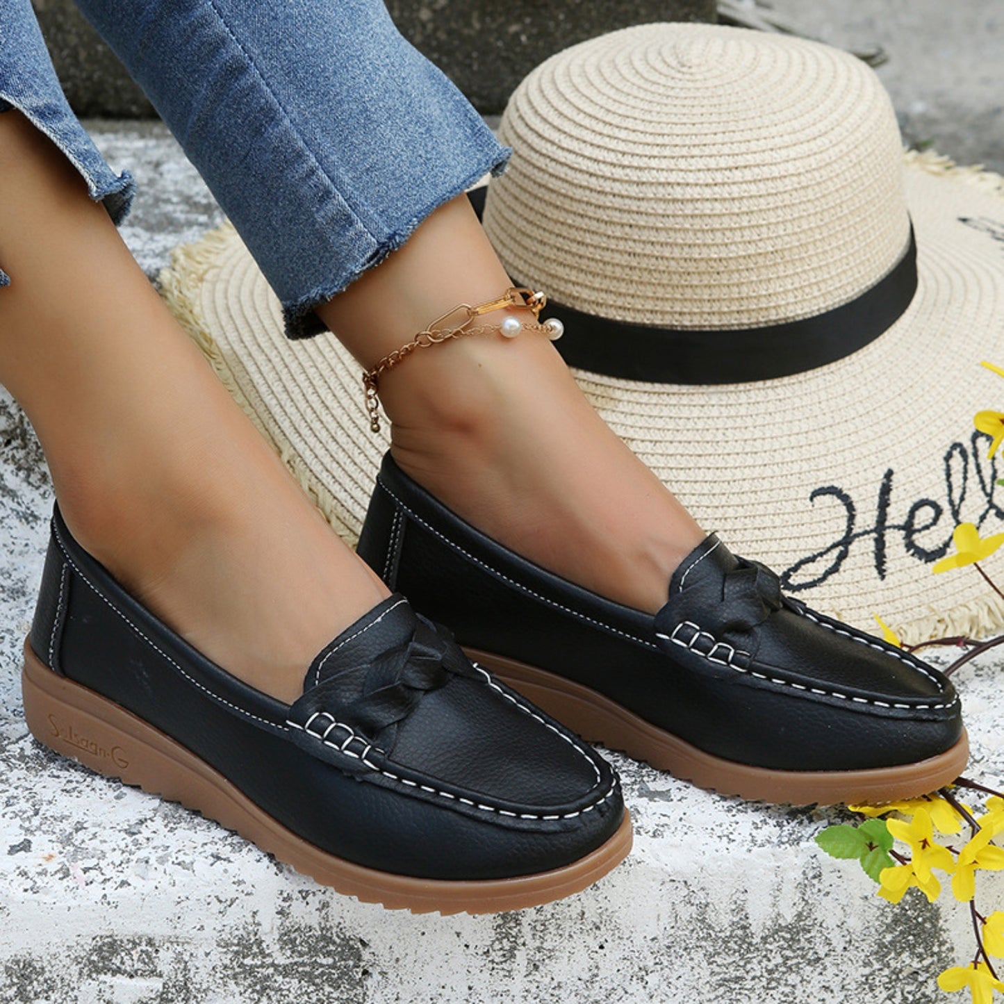 Weave Wedge Heeled Loafers - Luminous Bear Shop