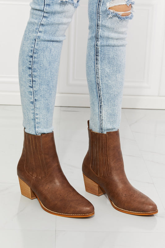 MMShoes Love the Journey Stacked Heel Chelsea Boot in Chestnut - Luminous Bear Shop