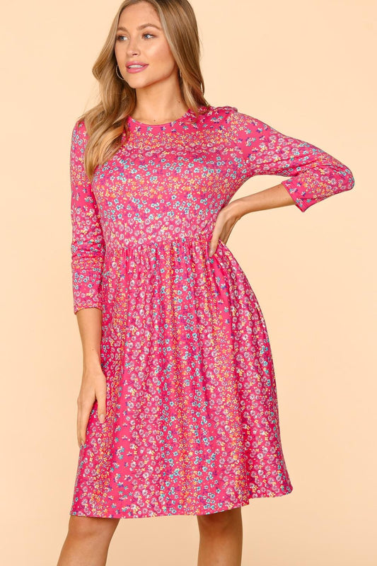 Haptics Round Neck Floral Dress with Pockets - Luminous Bear Shop
