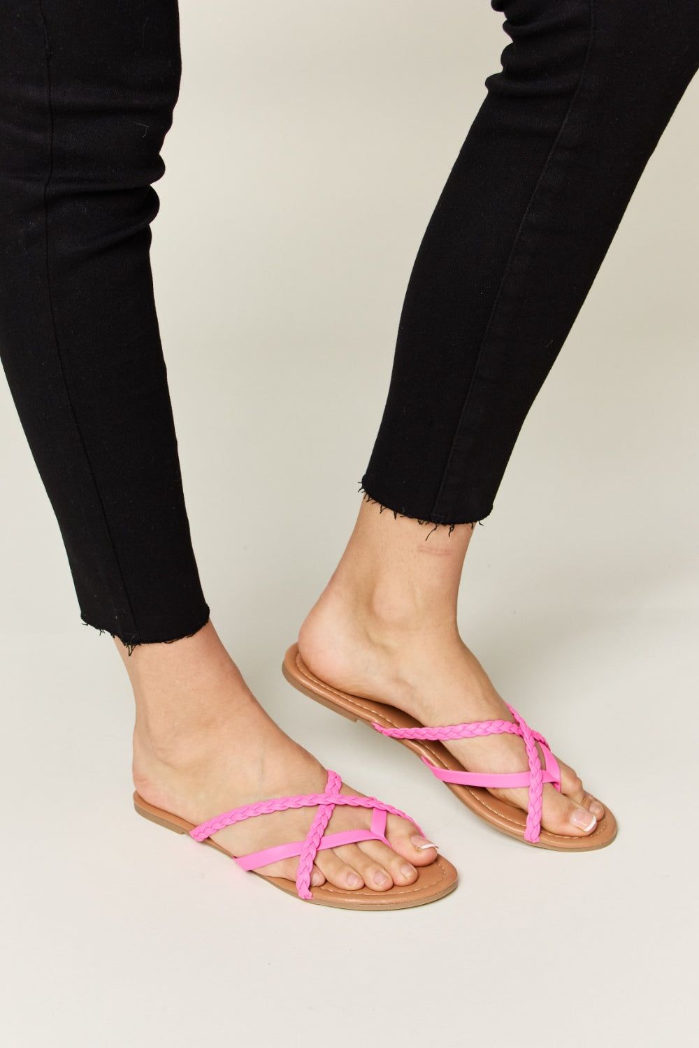 WILD DIVA Crisscross PU Leather Open Toe Sandals - Luminous Bear Shop