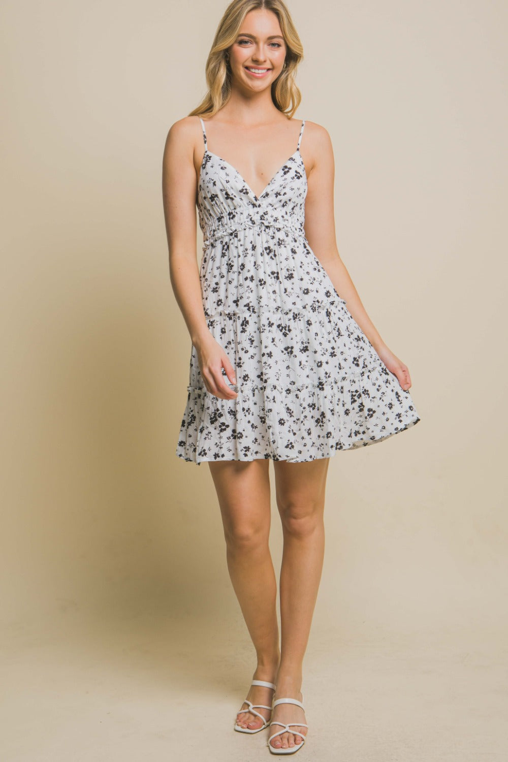 Love Tree Floral Tiered Cami Mini Dress - Luminous Bear Shop