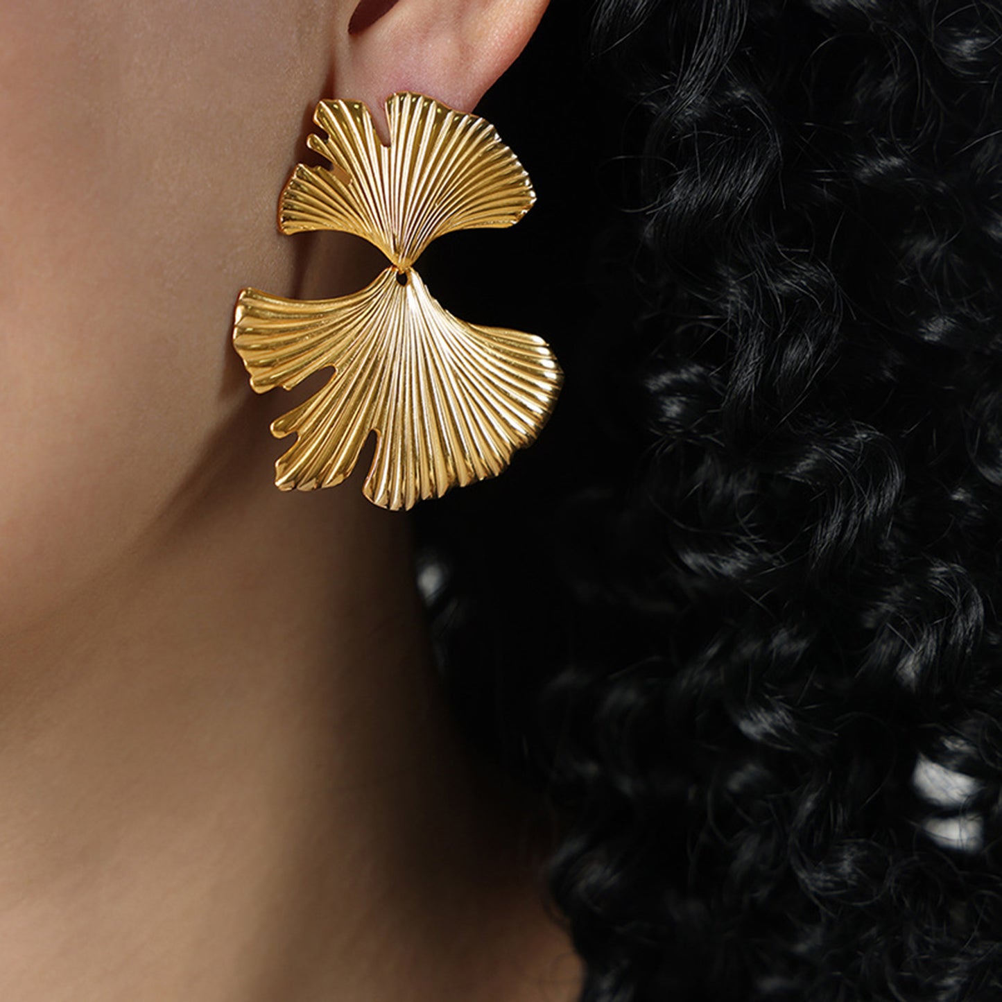 Ginkgo Biloba Design Stud Earrings - Luminous Bear Shop