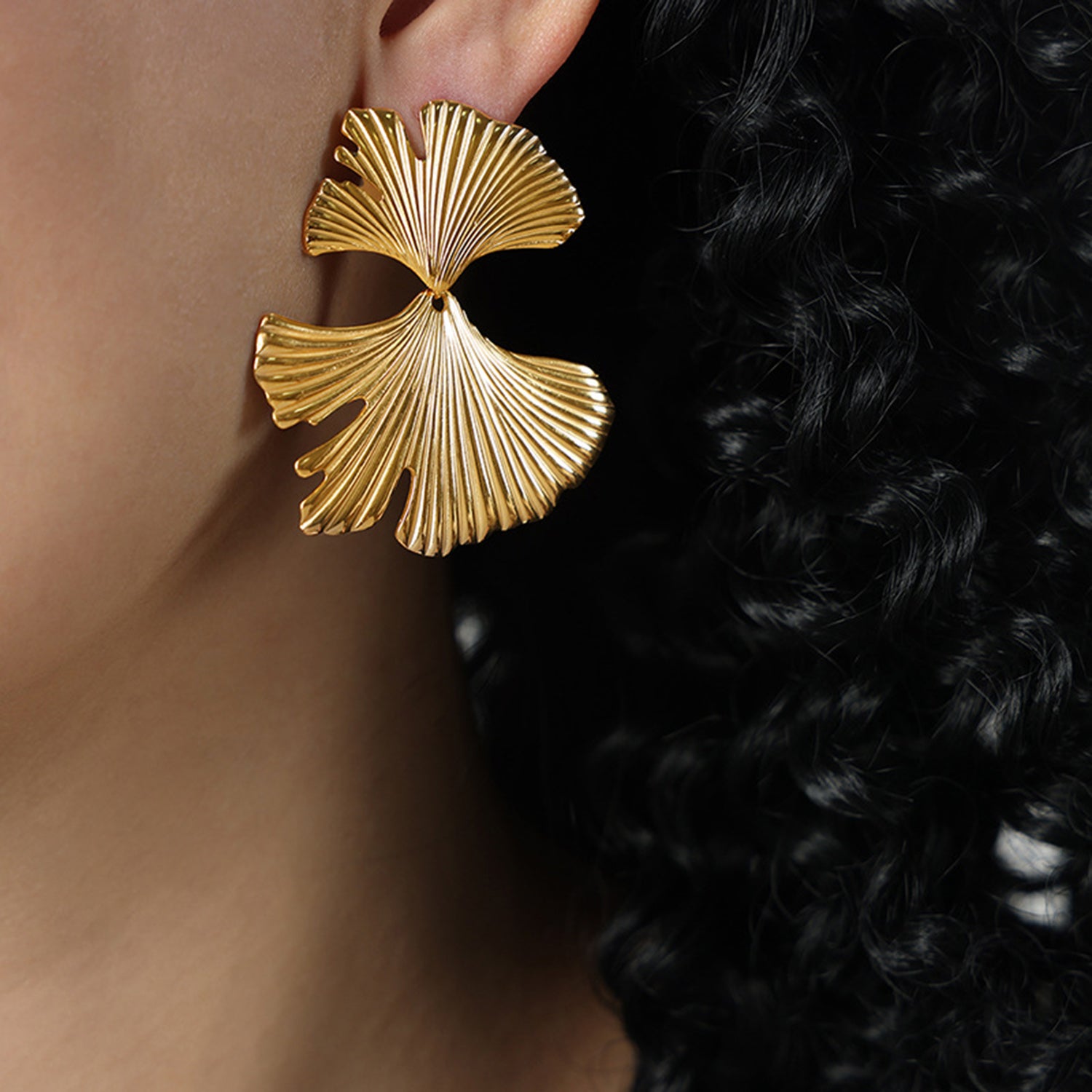 Ginkgo Biloba Design Stud Earrings - Luminous Bear Shop