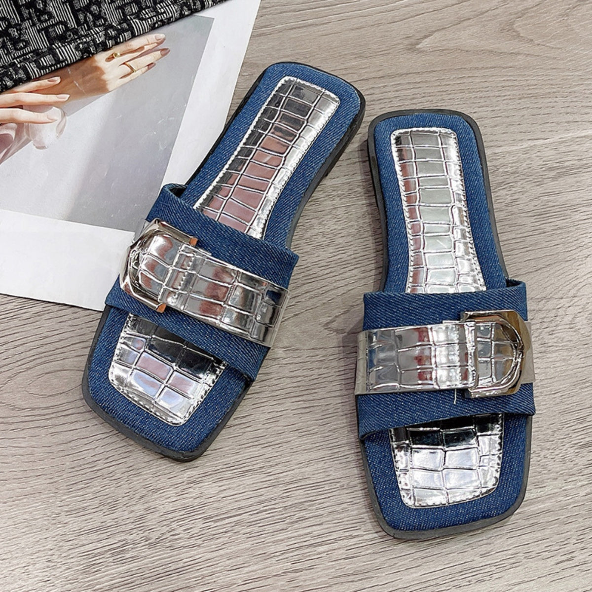 Buckle Trim Open Toe Sandals - Luminous Bear Shop