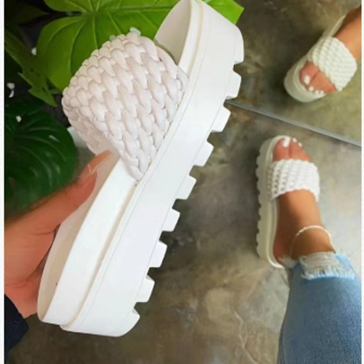 PU Leather Open Toe Platform Sandals - Luminous Bear Shop