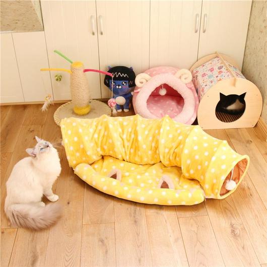 [SALE] Soft Cat Tunnel With Bed Mat - Luminous Bear Shop