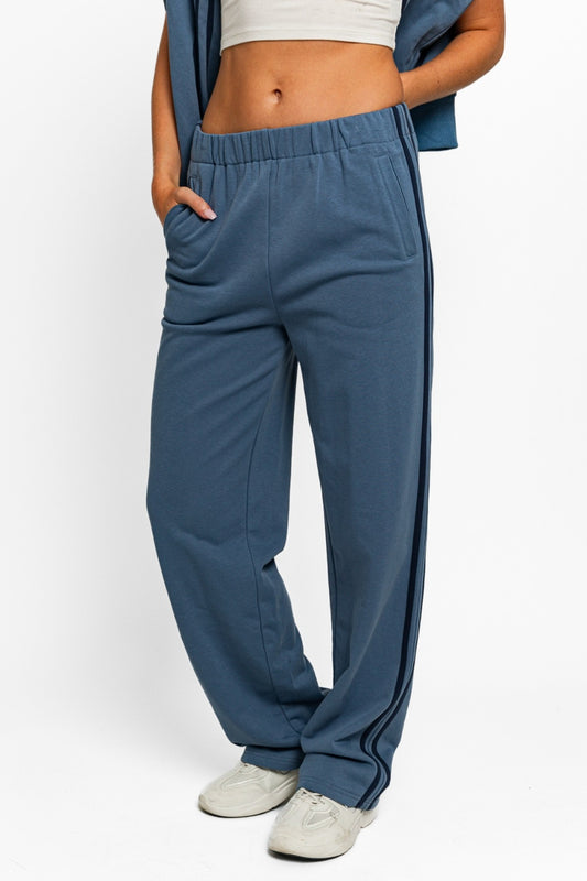 Le Lis High Waisted Side Stripes Straight Track Sweatpants - Luminous Bear Shop